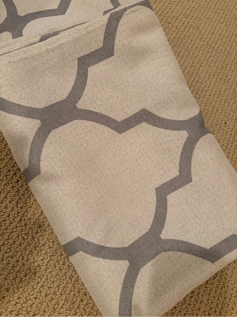 Beige and Gray Trellis Pattern Grommet Curtains Set of 2